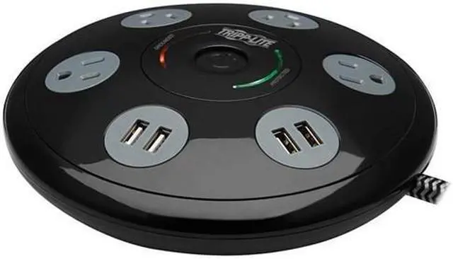Alt view image 10 of 11 - Tripp Lite 4 5-15R Outlets 4 USB-A Conference Surge Protector Black TLP406USBUFO