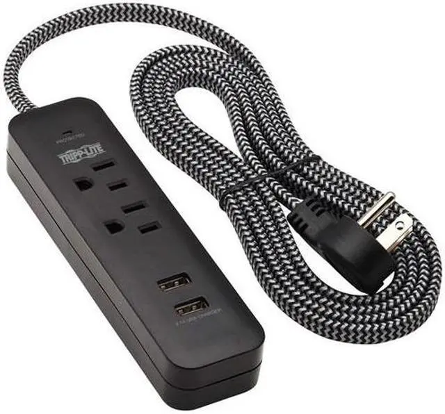 Alt view image 12 of 12 - Tripp Lite Surge Protector Power Strip 2-Outlet 2 USB Ports 2.1A TLP206USB