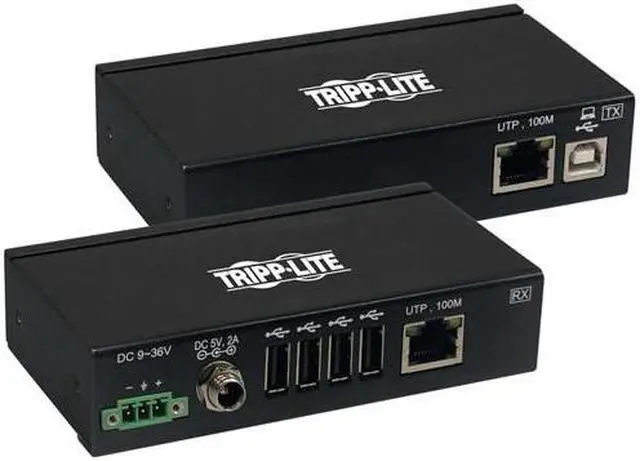 Alt view image 14 of 20 - Tripp Lite B203-104-IND-ER USB Extender - 2 x Network (RJ-45) - 5 x USB - 331.36 ft Extended Range - Metal - Black