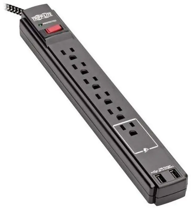 Alt view image 7 of 11 - Safe-IT Surge Protector 6-Outlet 2 USB Ports Antimicrobial 10ft Cord