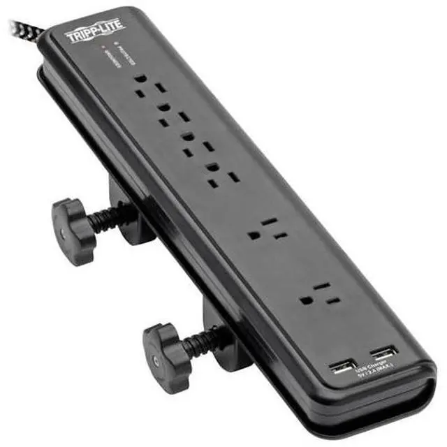Alt view image 3 of 9 - Safe-IT Surge Protector 6-Out 2 USB Ports Antimicrobial 8ft Cord