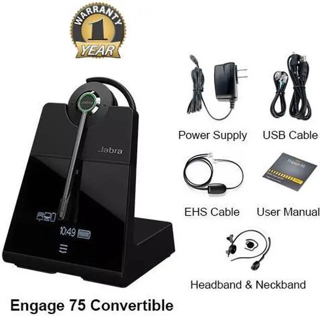 Alt view image 3 of 5 - Jabra Engage 75 Convertible Wireless Headset with EHS Polycom 14201-17
