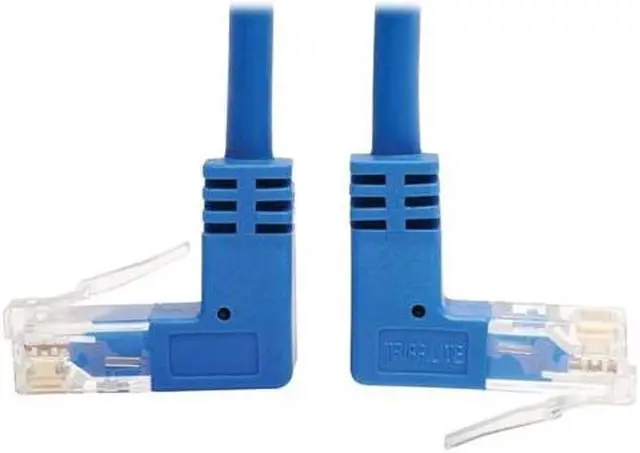 Alt view image 9 of 12 - TRIPP LITE N204-S01-BL-UD 1 ft. Cat 6 Blue Up/Down-Angle Cat6 Gigabit Molded Slim UTP Ethernet Cable (RJ45 Up-Angle M to RJ45 Down-Angle M)