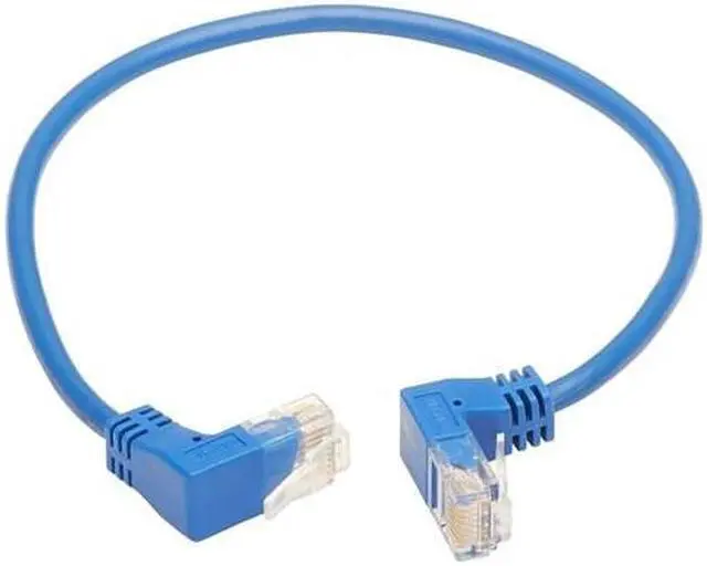 Alt view image 11 of 12 - TRIPP LITE N204-S01-BL-UD 1 ft. Cat 6 Blue Up/Down-Angle Cat6 Gigabit Molded Slim UTP Ethernet Cable (RJ45 Up-Angle M to RJ45 Down-Angle M)