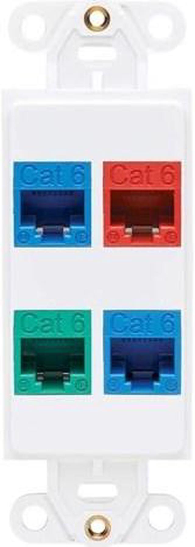 Alt view image 10 of 12 - Tripp Lite series N042D-004V-WH Center Plate Insert, Decora Style - Vertical, 4 Ports, TAA