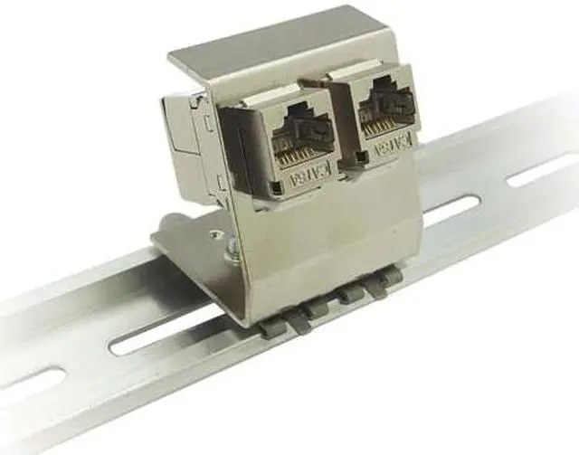 Alt view image 4 of 5 - Tripp Lite by Eaton 2-Port Metal DIN-Rail Mounting Module for Snap-In Keystone Jacks and Couplers Silver TAA N063002