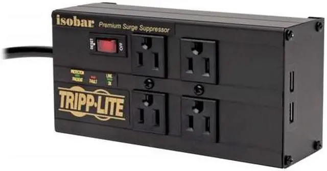 Alt view image 12 of 19 - TRIPP LITE 8.0 Feet 4 Outlets with 2 USB 3330 Joules Surge Protector (IBAR4ULTRAUSBB)