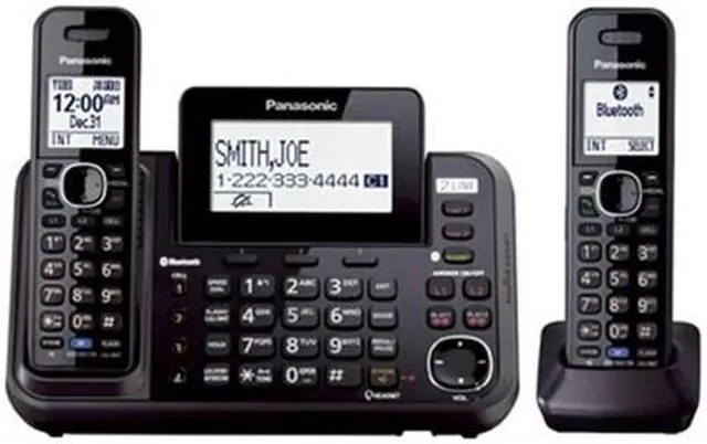 Alt view image 4 of 12 - Panasonic KX-TG9542B Two Handset Cordless Phone|DECT 6.0|Link2Cell|Expandable Up-To 12 Handsets|Black