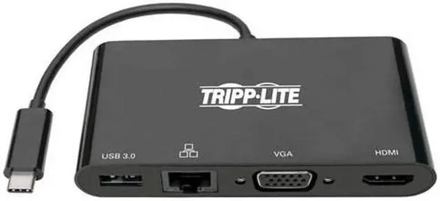 Alt view image 8 of 20 - Tripp Lite Usb C Docking Station Adapter Converter 4K W/ Hdmi Vga Gigabit Ethernet Usb-A Hub Black Thunderbolt 3 Compatible