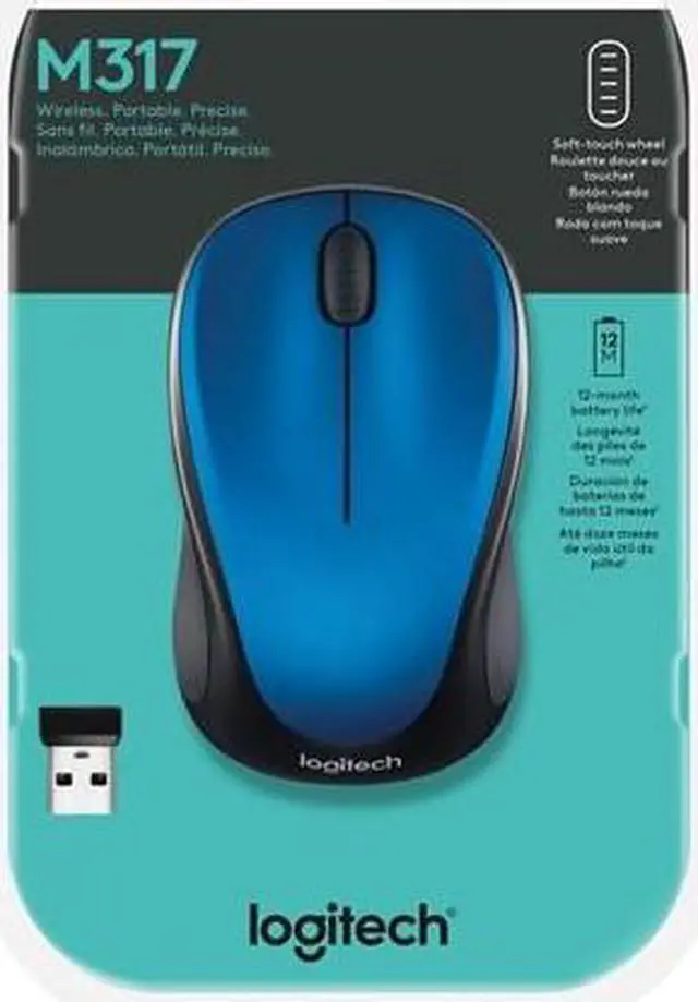Alt view image 5 of 5 - Logitech M317 Wireless Mouse, 2.4 GHz with USB Receiver, 1000 DPI Optical Tracking, 12 Month Battery, Compatible with PC, Mac, Laptop, Chromebook - Blue