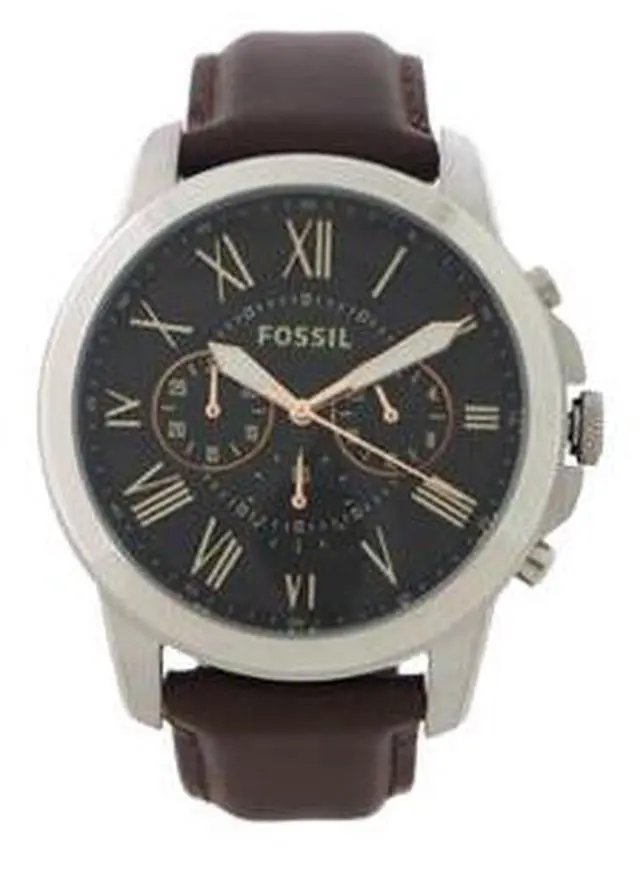 Alt view image 12 of 17 - Fossil Grant Chronograph Black Dial Brown Leather Mens Watch FS4813