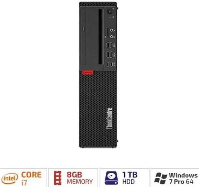 Alt view image 2 of 6 - Lenovo ThinkCentre M910s 10MK003BUS Desktop Computer - Intel Core i7 (6th Gen) i7-6700 3.40 GHz - 8 GB DDR4 SDRAM - 1 TB HDD - Windows 7 Professional 64-bit (English) upgradable to Windows 10 Pro - Small Form Factor - Black