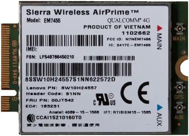 Alt view image 3 of 7 - Lenovo Sierra Wireless ThinkPad EM7455 4G LTE Mobile Broadband
