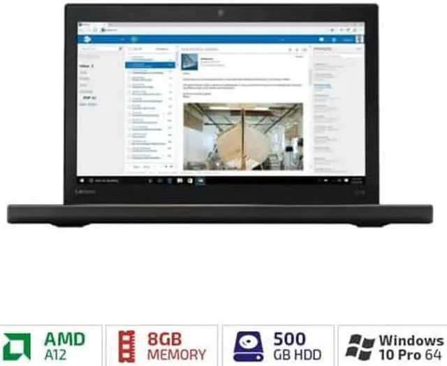 Alt view image 5 of 13 - Lenovo 20KD0016US Thinkpad A275 20Kd - A12 Pro-9800B / 2.7 Ghz - Win 10 Pro 64-Bit - 8 Gb Ram - 500 Gb Hdd - 12.5 Inch 1366 X 768 (Hd) - Radeon R7 - Wi-Fi, Bluetooth - Wwan Upgradable - Black