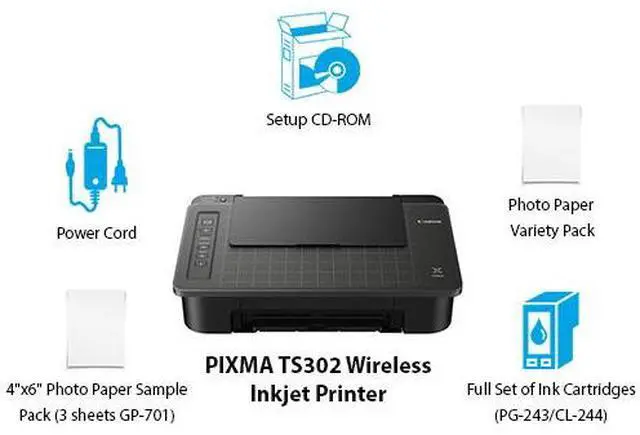 Alt view image 10 of 20 - Canon PIXMA TS302 Wireless Inkjet Printer