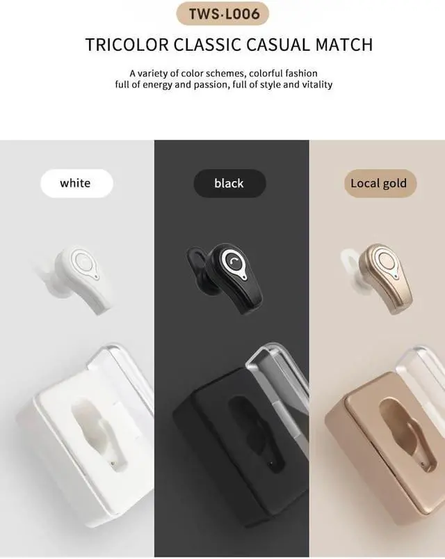 Alt view image 7 of 7 - DPRUI wireless headphones with Charging Box Wireless Stereo Earbud Business Earphone Bluetooth headphones for a mobile phone (Gold)