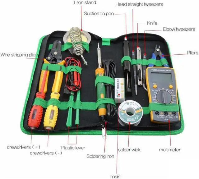 Alt view image 2 of 7 - BST-113 16 in 1 Household Professional Tool with Screwdrivers Soldering Iron Multimeter and Tweezers for Phone Laptop PC repair