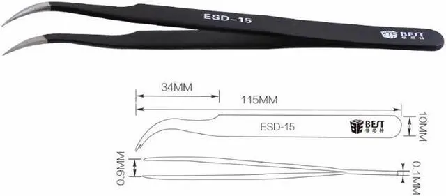 Alt view image 2 of 7 - 8pcs/lot BGA Precision ESD Tweezers Set Stainless Steel anti-static Tweezers Repair Tool Soldering Station Welding Assist