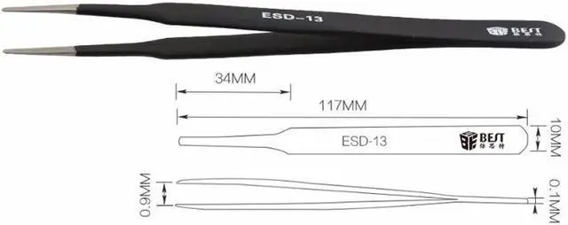 Alt view image 5 of 7 - 8pcs/lot BGA Precision ESD Tweezers Set Stainless Steel anti-static Tweezers Repair Tool Soldering Station Welding Assist