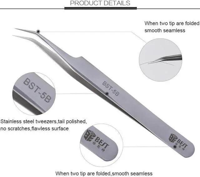 Alt view image 3 of 5 - New Stainless Steel Industrial Matte Tweezers Watchmaker Repair Tools Excellent Quality