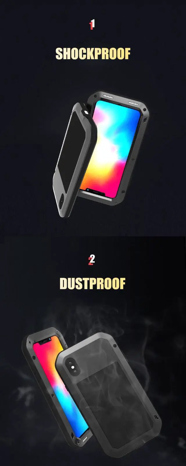 Alt view image 5 of 7 - Love Mei Powerful Case For iPhone Xs Max Premium Waterproof Shockproof Aluminum Case Cover for iPhone Xs Max (White)