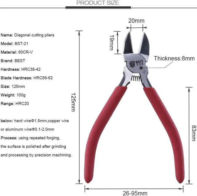 Alt view image 2 of 4 - BST-21 Electronic Cutting Mini Pliers Scissors Wires Cutter Electron Industry Repair Tools Hand Tool