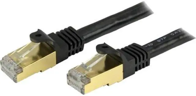 Main image of StarTech C6ASPAT10BK StarTech.com 10 ft Cat6a Patch Cable - Shielded (STP) - Black - 10Gb Snagless Cat 6a Ethernet Patch Cable - Category 6a for Network Device, Hub, Switch, Router, Print Server,