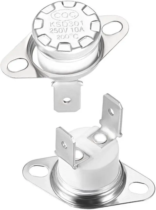Main image of KSD301 Thermostat, Temperature Control Switch 45°C 10A Normally Closed N.C 6.3mm Pin 2pcs