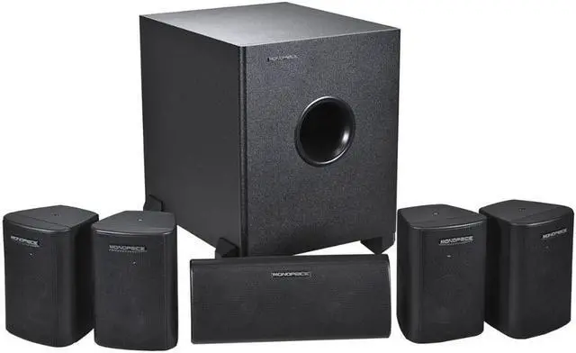 Alt view image 14 of 17 - Monoprice 5.1 Channel Home Theater Satellite Speakers And Subwoofer - Black