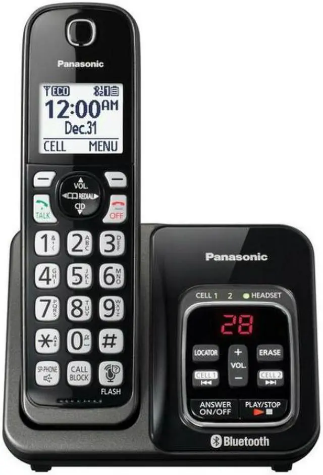 Alt view image 16 of 17 - Panasonic - KX-TGD563M - Panasonic Link2Cell KX-TGD563M Bluetooth/DECT 6.0 1.93 MHz Cordless Phone - Metallic Black -