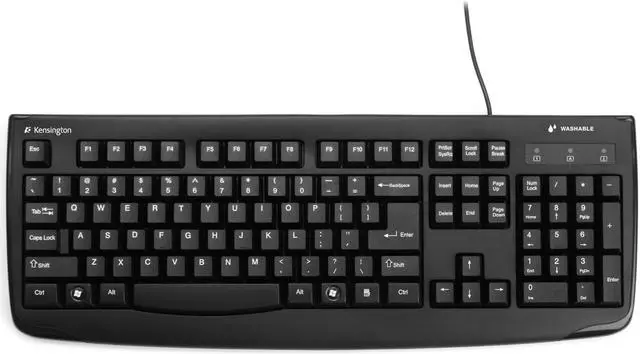 Alt view image 4 of 5 - Kensington K64407US Kensington Pro Fit Washable Keyboard - PS/2, USB - 104 Keys - Black - Pack of 1