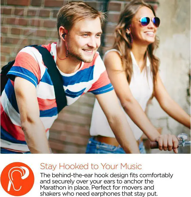 Alt view image 6 of 10 - hypergear marathon sport wireless bluetooth earphones. handsfree music + microphone for calls secure fit with ergonomic ear gels. sweatproof for the gym, running & walking. pink