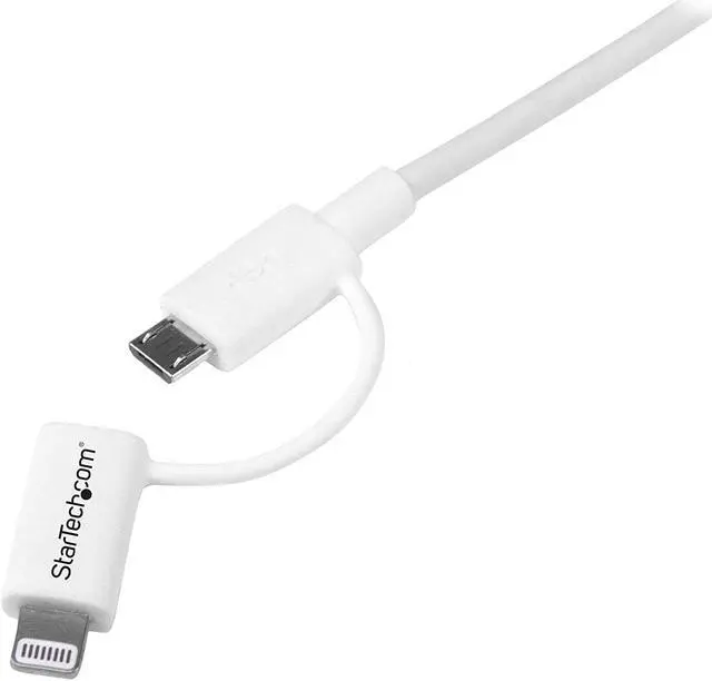 Alt view image 2 of 6 - StarTech.com LTUB1MWH White Apple Lightning or Micro USB to USB cable