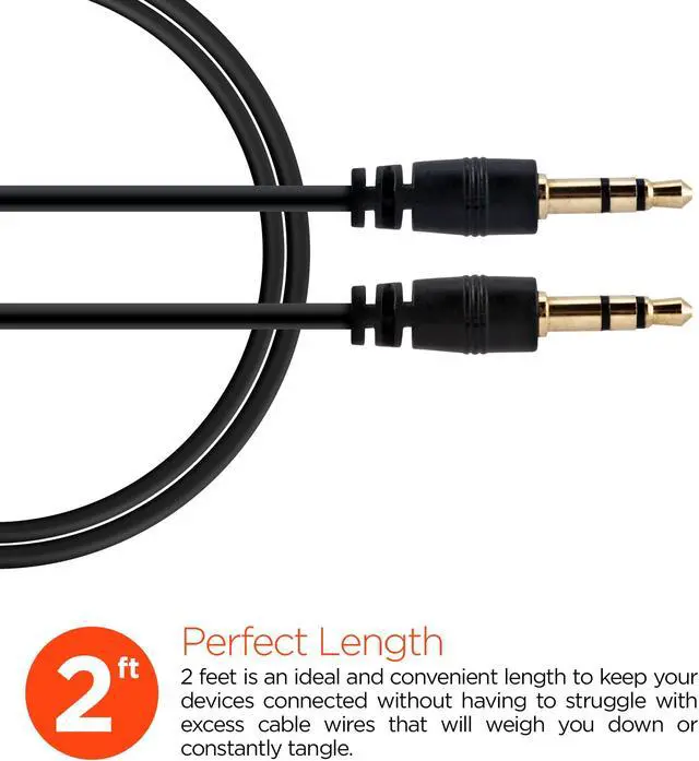 Alt view image 4 of 6 - HyperGear 3.5mm Auxiliary/AUX Audio Cable 3ft Black