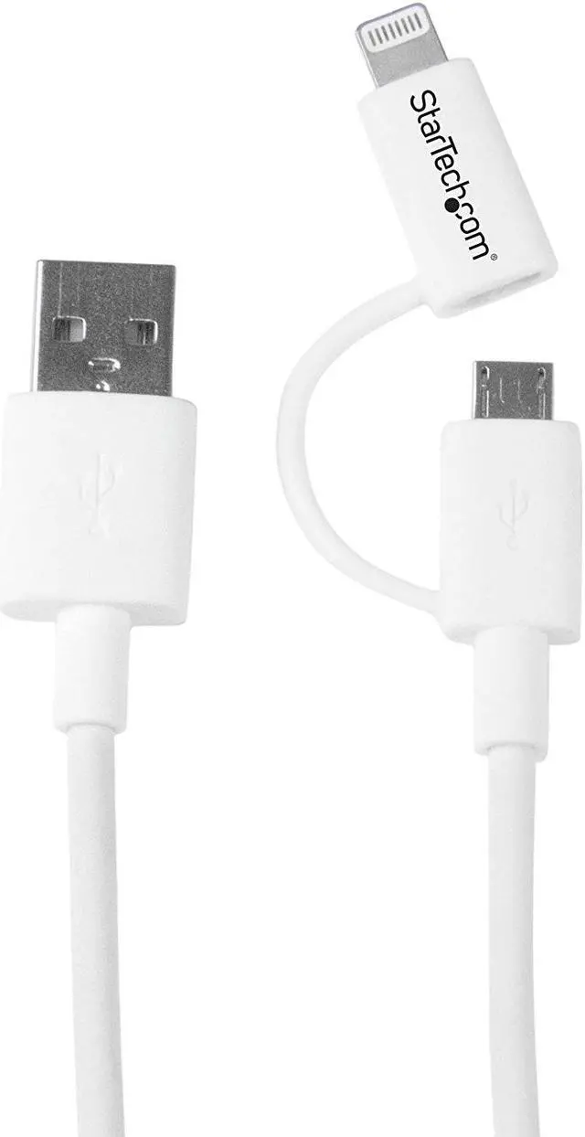 Alt view image 5 of 6 - StarTech.com LTUB1MWH White Apple Lightning or Micro USB to USB cable