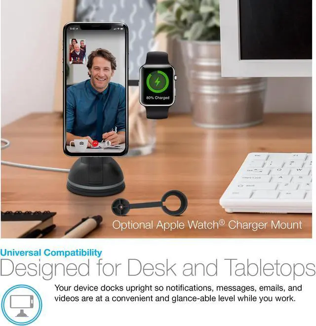 Alt view image 3 of 18 - naztech magbuddy magnetic desktop cell phone mount. easy access to apps, messages, emails, photos & videos. use at workplace, home, for iphone x /8/8 plus, samsung s9 / s9+/ note 8 /smartphones & more