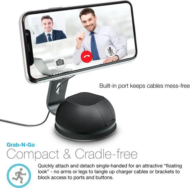 Alt view image 5 of 18 - naztech magbuddy magnetic desktop cell phone mount. easy access to apps, messages, emails, photos & videos. use at workplace, home, for iphone x /8/8 plus, samsung s9 / s9+/ note 8 /smartphones & more
