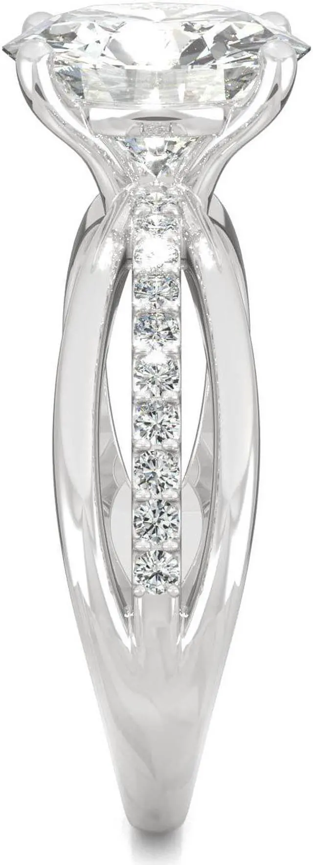 Alt view image 5 of 9 - 14K White Gold Moissanite by Charles & Colvard 9mm Round Engagement Ring-size 7 2.90cttw DEW