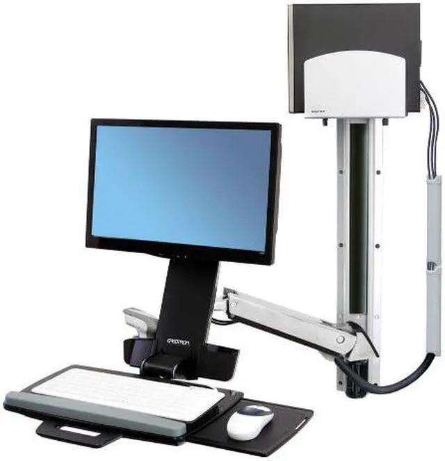Alt view image 5 of 13 - Ergotron StyleView Sit-Stand Combo System With Medium Silver CPU Holder - Mounting kit (articulating arm, wall track mou
