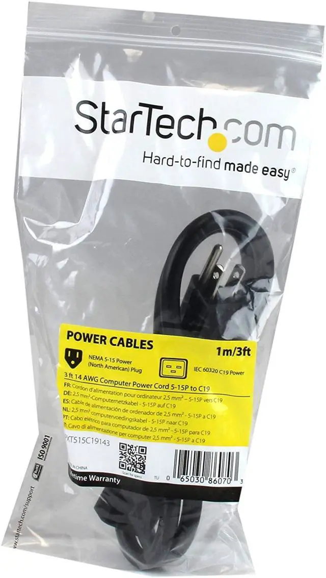 Alt view image 7 of 11 - StarTech.com PXT515C19143 3 ft. Computer power cord - NEMA 5-15P to C19, 14 AWG