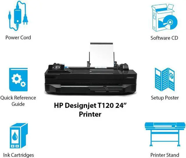 Alt view image 7 of 9 - HP Designjet T120 (CQ891B#B1K) Up to 1200 x 1200 optimized dpi Color Print Quality Ethernet (RJ-45) / USB / Wi-Fi Thermal Inkjet DesignJet Color HP DesignJet T120 24-in Printer