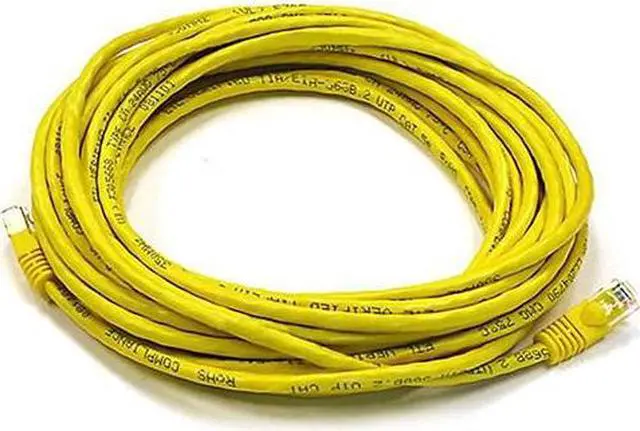 Alt view image 5 of 16 - Monoprice Cat5e Ethernet Patch Cable - 25 Feet - Yellow | Network Internet Cord - RJ45, Stranded, 350Mhz, UTP, Pure Bare Copper Wire, 24AWG