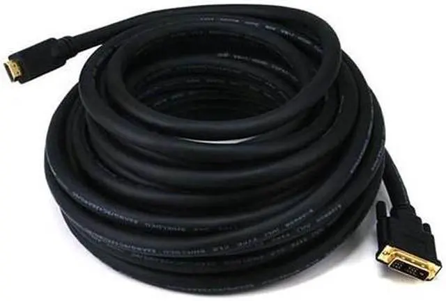 Alt view image 10 of 18 - Monoprice 50ft 22AWG CL2 Standard HDMI to DVI Adapter Cable - Black