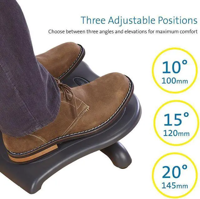 Alt view image 8 of 20 - Kensington Footrest w/Nonskid Surface 21-1/8"x14-3/16"x3-1/2-5" Black 56152