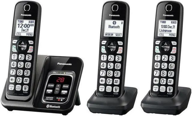 Alt view image 15 of 17 - Panasonic - KX-TGD563M - Panasonic Link2Cell KX-TGD563M Bluetooth/DECT 6.0 1.93 MHz Cordless Phone - Metallic Black -