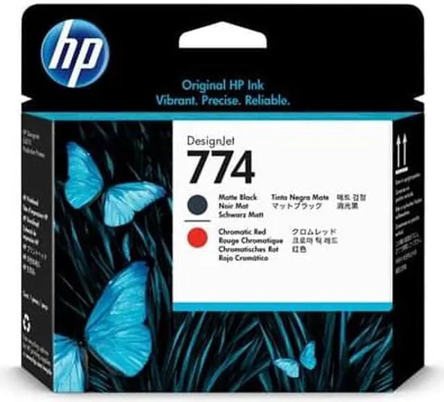 Alt view image 3 of 16 - HP 774 Matte Black/Chromatic Red DesignJet Printhead, P2V97A