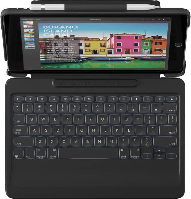 Alt view image 5 of 20 - Logitech Slim Combo Keyboard/Cover Case (Folio) for 10.5" Apple iPad Pro Tablet - Black - Spill - x