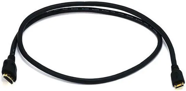 Alt view image 5 of 16 - Monoprice High Speed HDMI Cable - 6 Feet - Black | Blackwith HDMI Mini Connector, 4K @ 24Hz, 10.2Gbps, 30AWG
