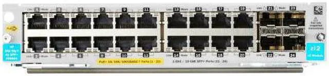 Alt view image 6 of 18 - HPE Aruba 20-port 10/100/1000BASE-T PoE+ / 4-port 1G/10GbE SFP+ MACsec v3 zl2 Module