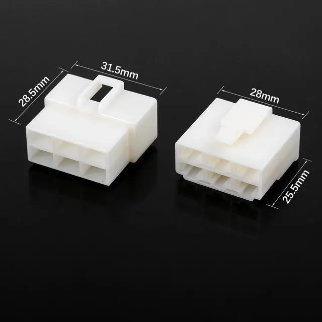 Alt view image 3 of 4 - 10 Sets 6.3mm 6 Pin Car Automotive Electrical Wire Connector Male Female Housing